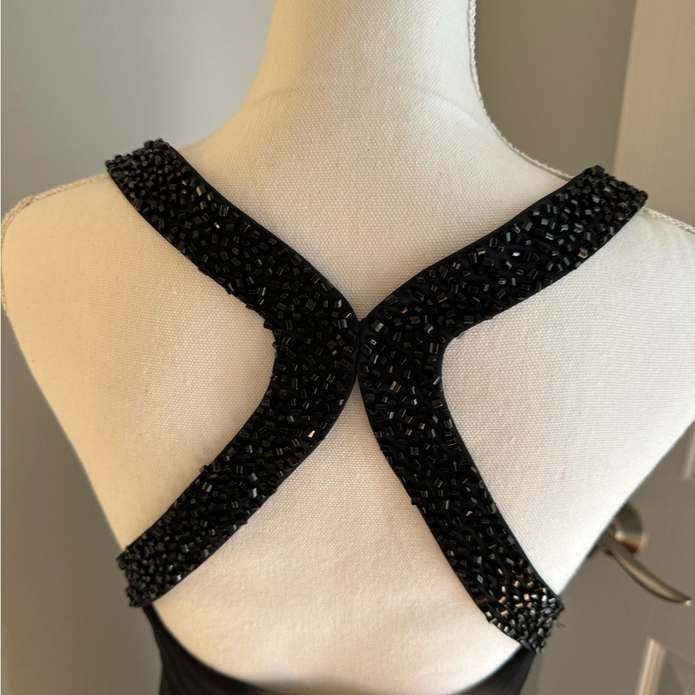 JS BOUTIQUE cocktail Beaded black midi dress. Size 10 - Picture 3 of 8